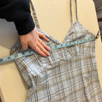 Old Navy Vintage Y2K  Cotton Stretch Blue Plaid Print Mini Dress Size 10 Photo 8