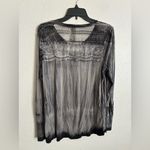 Aratta Women's Blouse Boho Grey Acid Wash Lace Embroidered Long Sleeve Top M Gray Size M Photo 2