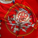 Vintage Equestrian HORSE&CARRIAGE print RED oversized silky Scarf 35/35 Photo 15