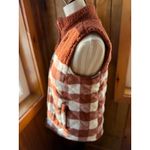 Maurice's Womens Plaid Sherpa Lined Vest Size S Rust White Quilted Gilet Photo 2