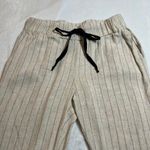 Common Sense Stripe Linen Blend Ankle Pants Size Medium Coastal Beach Neutral Tan Photo 2