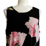 Anne Klein Dress Black Pink Floral Sleeveless Swing Knee Length Size 16 NEW Photo 2