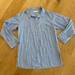L'Academie  Stripe Button Down Shirt in Blue & White Photo 0