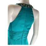 May Queen Couture Green Satin 30s Style Embellished Beaded Halter Neck Gown Sz 8 Black Photo 3