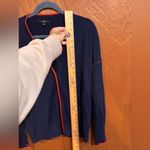 J.Crew  Tipped Merino Wool Cardigan in Navy Cerise Buttoned Size M Photo 6