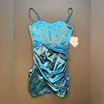 NWT Linjou satin sweetheart neckline wrap bodycon backless corset dress . SZ‎ M Blue Size M Photo 2