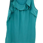 Loft Outlet Size Medium Tank Green Ruffle Sleeveless Undershirt Loose Flowy Photo 0