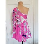 Yumi Kim Eastern Garden Pink Floral One Shoulder Mini Dress Women’s Size XS Photo 3