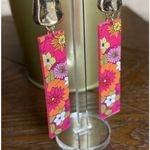 Handmade Vibrant Floral Pink and Gold Drop Earrings (New) Photo 1