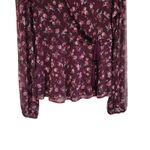 American Rag Cie Floral Long Balloon Sleeve V-Neck Blouse Purple Size Small Photo 4