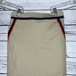 Tommy Hilfiger NWT 0 Tan - Navy Blue & Red Stripe Cotton Straight Pencil Skirt Photo 1