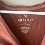 American Eagle 🛍️ Soft And Sexy Burnt Orange Scoop Neck Long Sleeve Size Medium Photo 3