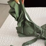 Women size small olive Green Ruffle Bikini Set Photo 4