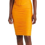 House Of CB  Julianna Strapless Ruched Corset Dress Women's XS Orange NWOT Photo 0