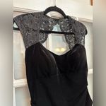 Cache Vintage  Black Velvet Lace Whimsigoth Timeless Elegant Midi Dress Size 8 Photo 3