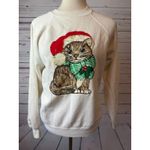Hanes Ugly Christmas Sweater Medium Painted Cats Cat Lady Pullover Sweatshirt Vintage Photo 2