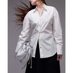 NIA Jules Shirt Long Sleeve Tie Back Size XS Ivory Photo 3