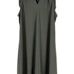 Michael Kors Mini Dress Womens M Olive Green Ruffle Sleeveless Earthy Modest Photo 0