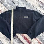 Adidas Athletic League Fleece Pullover Crop Top Womens Navy Blue 1/4 Zip Photo 8