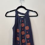 THML  Anthropologie Navy Embroidered Boho Shift Dress Size Small Photo 2