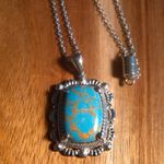 Mojave Blue Turquoise Stainless Steel Pendant Necklace Photo 2
