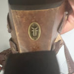 Frye  Brown Leather Platform Heels / Chunky Wood Heel Strappy Sandal Size 7 Photo 4