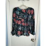 ASTR the Label Babydoll Blouse Medium Black Floral Blouson Sleeve Boho Office Photo 3