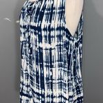 Crosby Blue & White Tie Dye Sleeveless Tie Front Lightweight Summer Rayon Top XL Photo 4