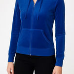 Juicy Couture  Velour Royal Blue Zip Up Hoodie size L Photo 0
