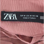 ZARA  Pink Smocked Blouse Women's Medium Mock Neck Open Back Casual Chic Top‎ Photo 9