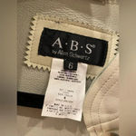 ABS Allen Schwartz Size 6 Bone White Soft 100% Leather Biker Moto Bomber Jacket Photo 6