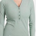 Athleta Untempo Ribbed Long Sleeve Henley Top in Minimalist Gray Size M Photo 0