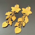 Vintage 80s CASUAL CORNER Goldtone Autumn Fall Leaves Acorns Dangle Earrings 25g Gold Photo 7