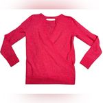 Loft  Hot Pink Open Back Faux Wrap Limited Edition Long Sleeve Sweater Photo 2