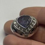 Joan Rivers Signed Silver Tone Purple Lilac Rhinestone Earrings Clip On Photo 11