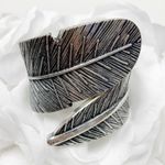 Silver Boho Feather Cuff Bracelet Photo 0