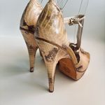 House of Harlow 1969 Laina Platform Pump Heels Natural Snakeskin Shoe Sz 7/eur37 Tan Photo 11