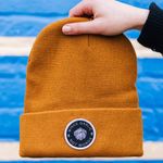 Unisex Handmade Acrylic Knit Garlic Patch Beanie Hat Foodie Gift Mustard Yellow Photo 1