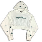 Beyond Lost NYC White Crop Pullover Hoodie with Coastal Blue Sequins Size undefined Photo 0