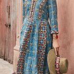 Soft Surroundings San Remo Embroidered Maxi Dress in Vintage Blue Size 10 Photo 0