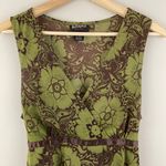 Hot Tempered Y2K Olive Green Brown Floral Paisley Mesh V Neck Asymmetrical Tank Photo 3