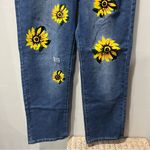 MISSLOOK Sunflowers Women’s Blue Jeans Size Small Medium Wash Distressed Photo 2