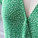 Reformation Dawn Green White Floral Short Sleeve Wrap Mini Dress Women’s Size XS Photo 8