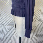 Pookie & Sebastian Smocked Bell Sleeve Top in Navy Photo 7