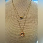 Gold color 2 strings Horseshoe Pendant Necklace Photo 1