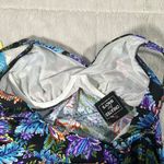 Swim Solutions Tankini Top Swimsuit size 10 Boho Paisley V Neck Underwire NEW Blue Photo 9