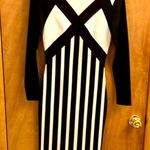 H&M black and white stripe long sleeve midi dress Photo 0