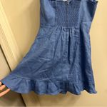 Reformation Desiree Blue Linen Ruffle Mini Dress Size 8 Photo 8