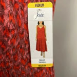 Joie NWT  Bondi Abstract Red Pink Print Midi Dress Medium Womens Summer Sundress Photo 2