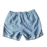 Talbots  Women's Plus 1X Blue Pinstripe Shorts Embroidered Trim Linen Blend Photo 1